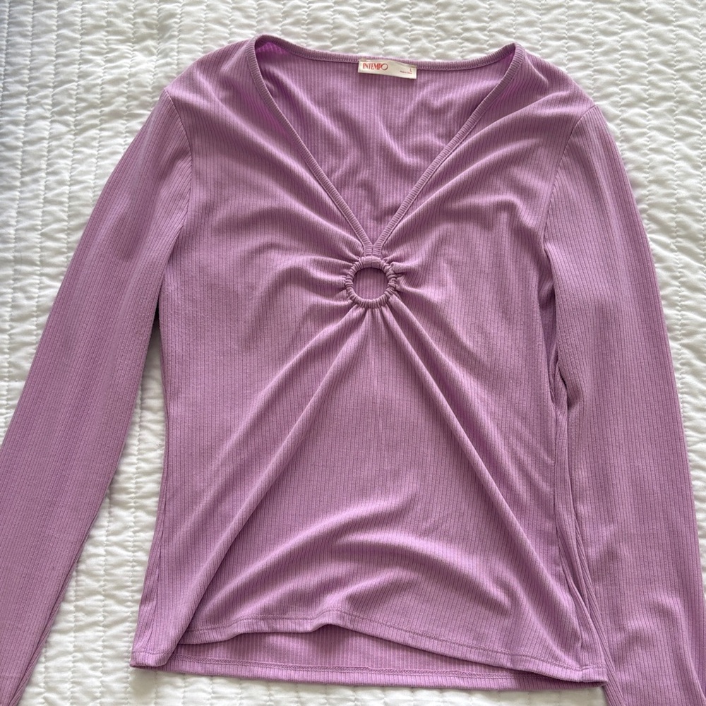 Elegant Mauve Long Sleeve Top